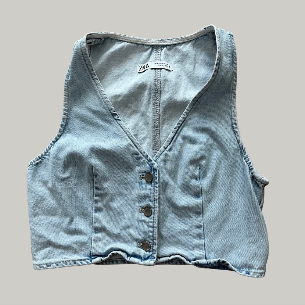 GUC ZARA Jean Denim Vneck Crop Top
